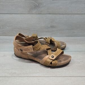 Taos Footwear Women Leather Hook&loop Brown Strappy Sandals Shoes Sz 38/7-7.5